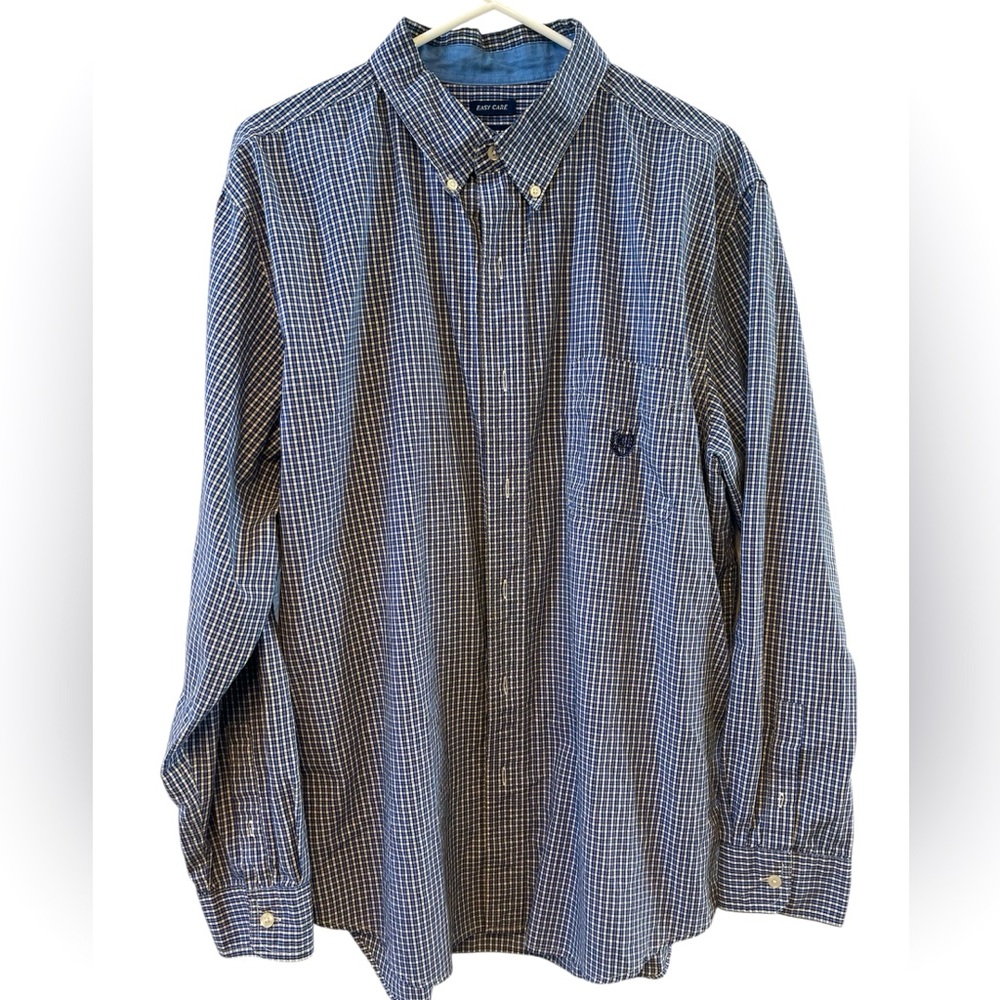 Chap’s Button Down Blue Plaid Dress Shirt 

Men’s Size XL/TG/EG

Great condition